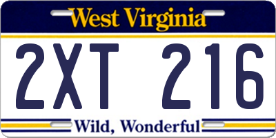 WV license plate 2XT216