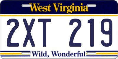 WV license plate 2XT219