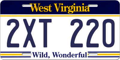 WV license plate 2XT220