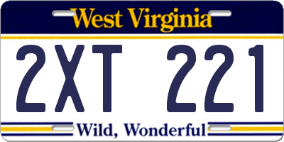 WV license plate 2XT221
