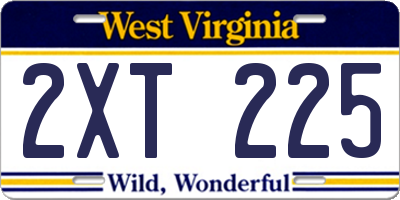 WV license plate 2XT225