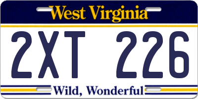 WV license plate 2XT226
