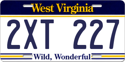WV license plate 2XT227