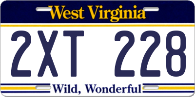 WV license plate 2XT228