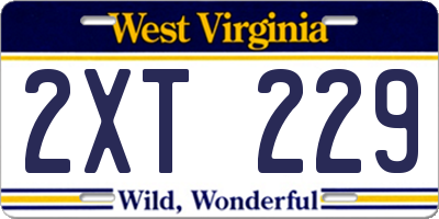 WV license plate 2XT229