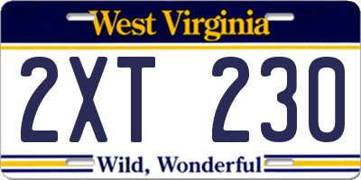WV license plate 2XT230