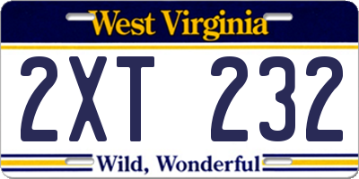 WV license plate 2XT232