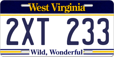 WV license plate 2XT233