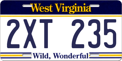 WV license plate 2XT235