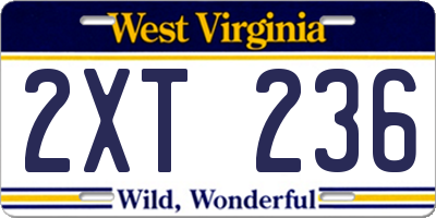 WV license plate 2XT236
