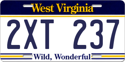 WV license plate 2XT237