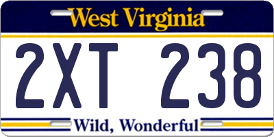 WV license plate 2XT238