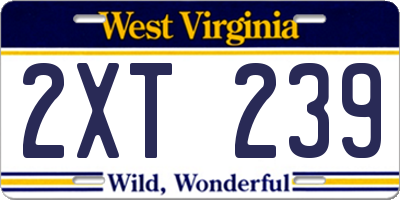 WV license plate 2XT239