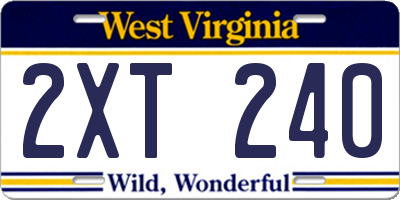 WV license plate 2XT240