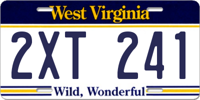 WV license plate 2XT241