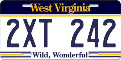 WV license plate 2XT242
