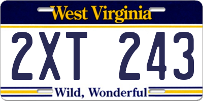 WV license plate 2XT243