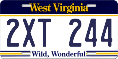 WV license plate 2XT244