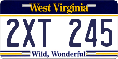 WV license plate 2XT245