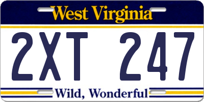 WV license plate 2XT247