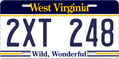 WV license plate 2XT248
