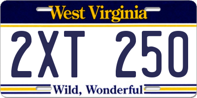 WV license plate 2XT250