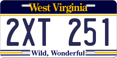 WV license plate 2XT251