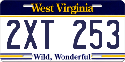WV license plate 2XT253