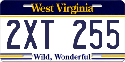 WV license plate 2XT255