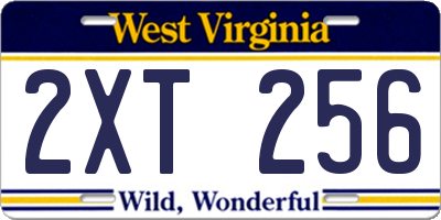 WV license plate 2XT256