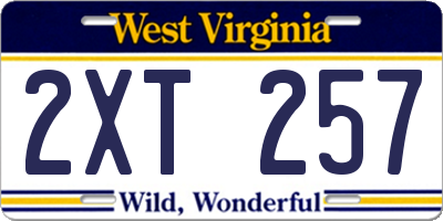 WV license plate 2XT257