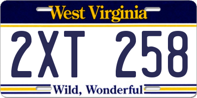 WV license plate 2XT258