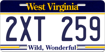 WV license plate 2XT259