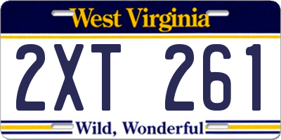 WV license plate 2XT261