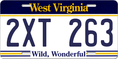 WV license plate 2XT263