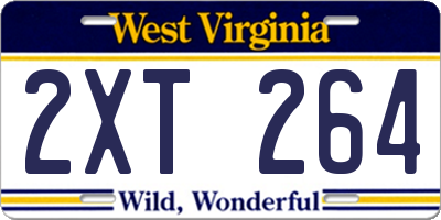 WV license plate 2XT264