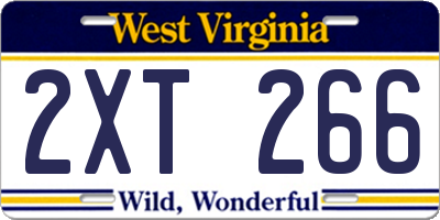 WV license plate 2XT266