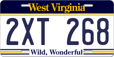 WV license plate 2XT268