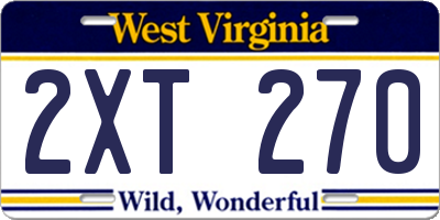 WV license plate 2XT270