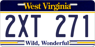 WV license plate 2XT271