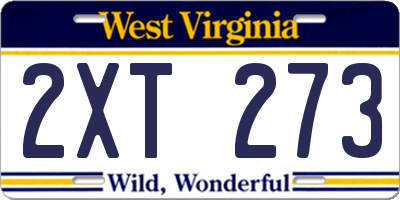 WV license plate 2XT273
