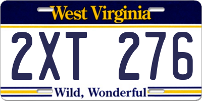 WV license plate 2XT276