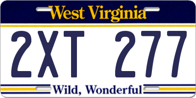 WV license plate 2XT277