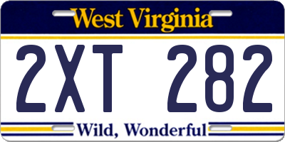 WV license plate 2XT282