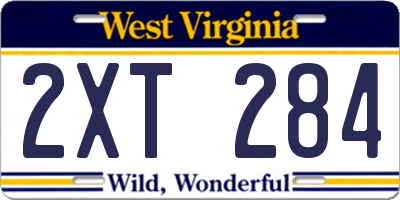 WV license plate 2XT284