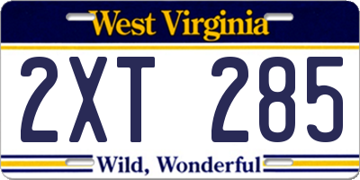 WV license plate 2XT285