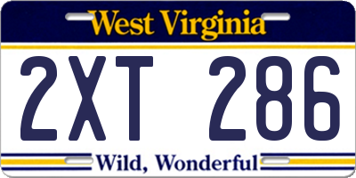 WV license plate 2XT286