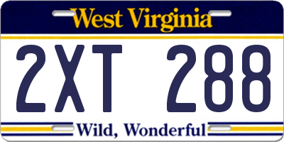 WV license plate 2XT288