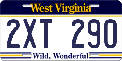 WV license plate 2XT290