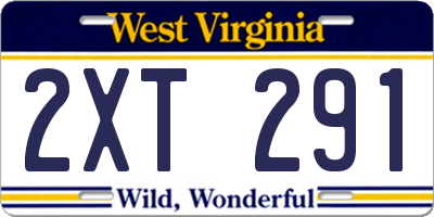 WV license plate 2XT291